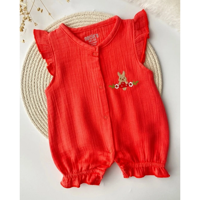 3lu Muslin Kız Bebek Tulum Set