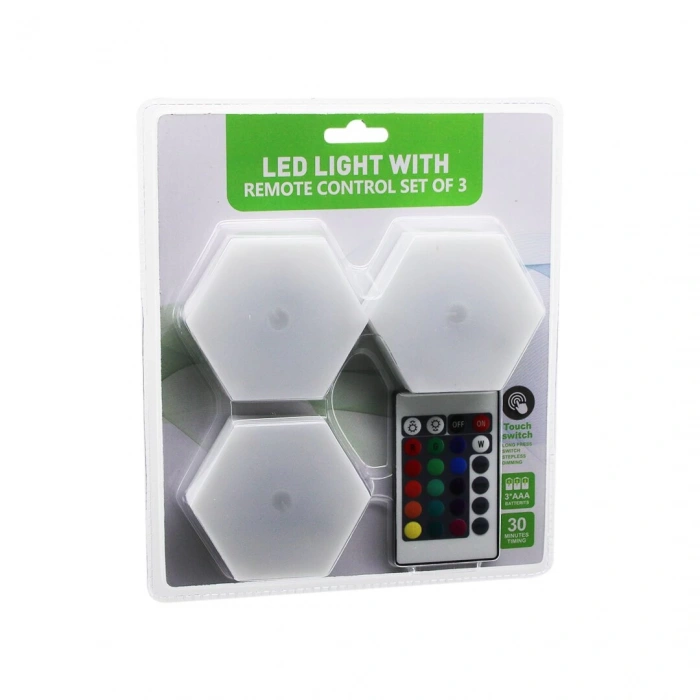 3PCS - ALTIGEN - RGB   KUMANDALI - PİLLİ - DOKUNMATİK  LAMBA SETİ  6 LED (4887)