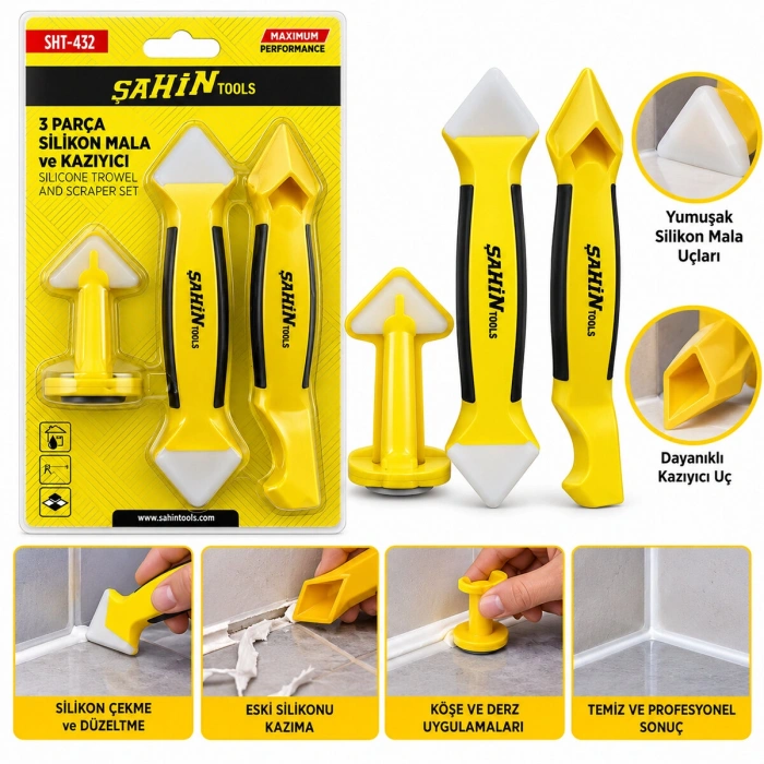 3PCS SİLİKON - MALA - DERZ KAZIYICI SET (4887)