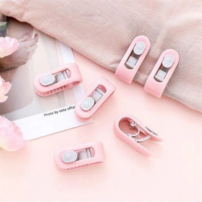 4 Adet İğnesiz Yorgan Çarşaf Ve Perde Tutucu Sabitleyici Kaydırmaz Örtü Düzenleyici Klips (4887)