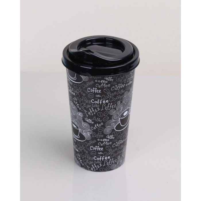 4 Adet Kahve Bardağı Kapaklı Desenli 650ML
