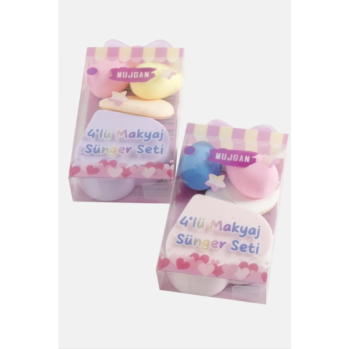 4 Adet Kalp Makyaj Süngeri