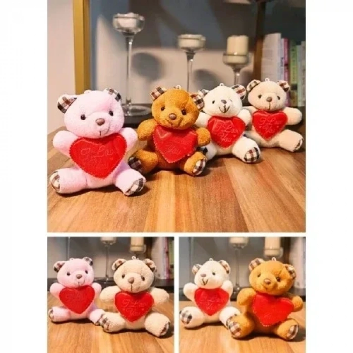 4 Adet Mini Lüx Ayıcık Kalpli Love Yazılı Hediyelik Ayıcık 11 cm x 9 cm
