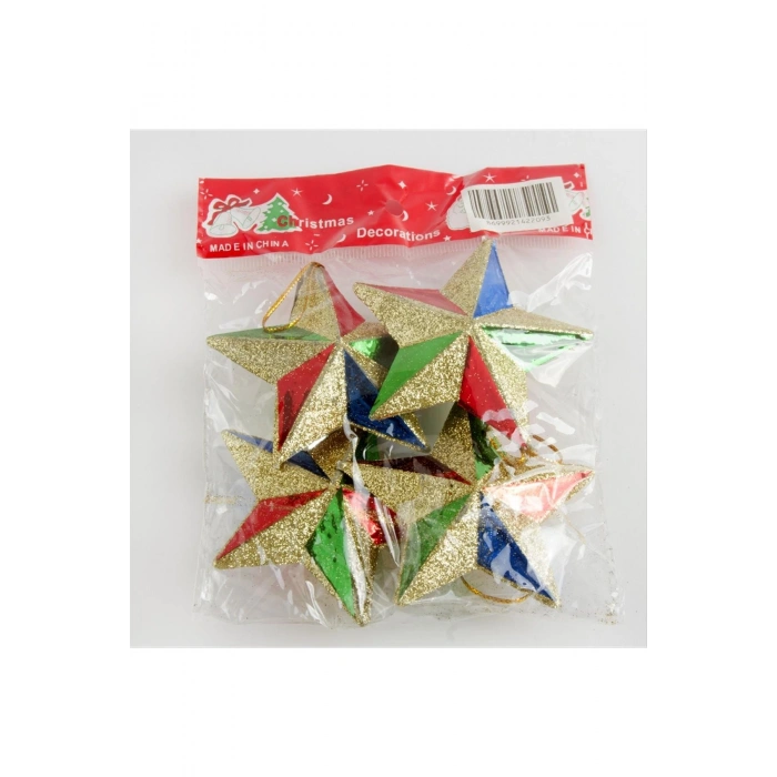 4 Adet Simli Yıldız Yılbaşı Ağaç Süsü 7 cm