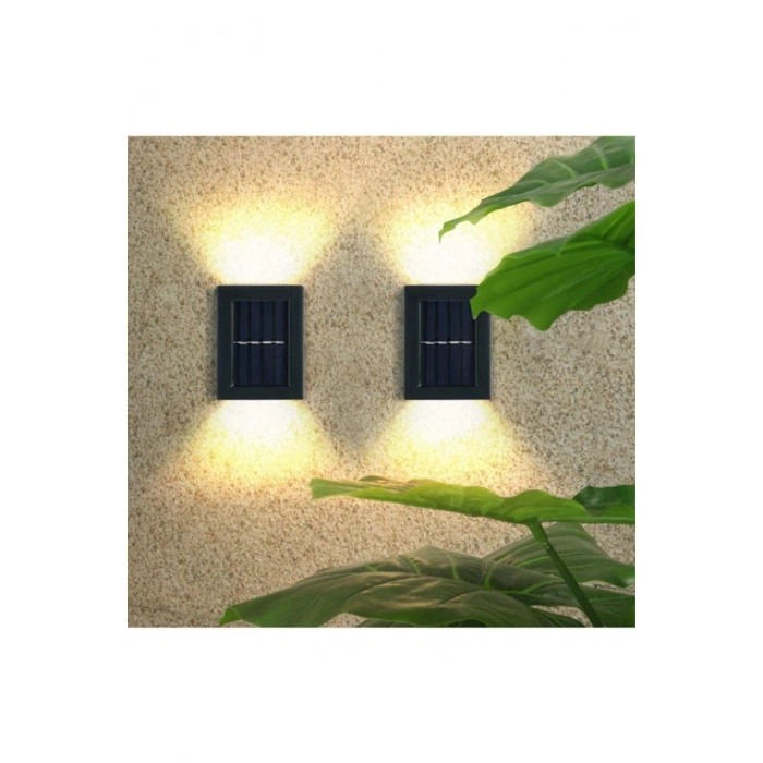 4 Adet Yeni Nesil Solar Çift Yönlü Duvar Lambası Güneş Enerjili Solar Aydınlatma Modern Dekorasyon