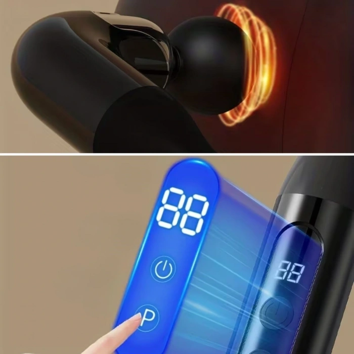 4 Farklı Başlıklı Uzun Saplı Derin Doku Masaj Tabancası, Boyun, Omuz ve Sırt için Ergonomik Saplı Çoklu Masaj Modlu Taşınabilir Masaj Aleti (4887)