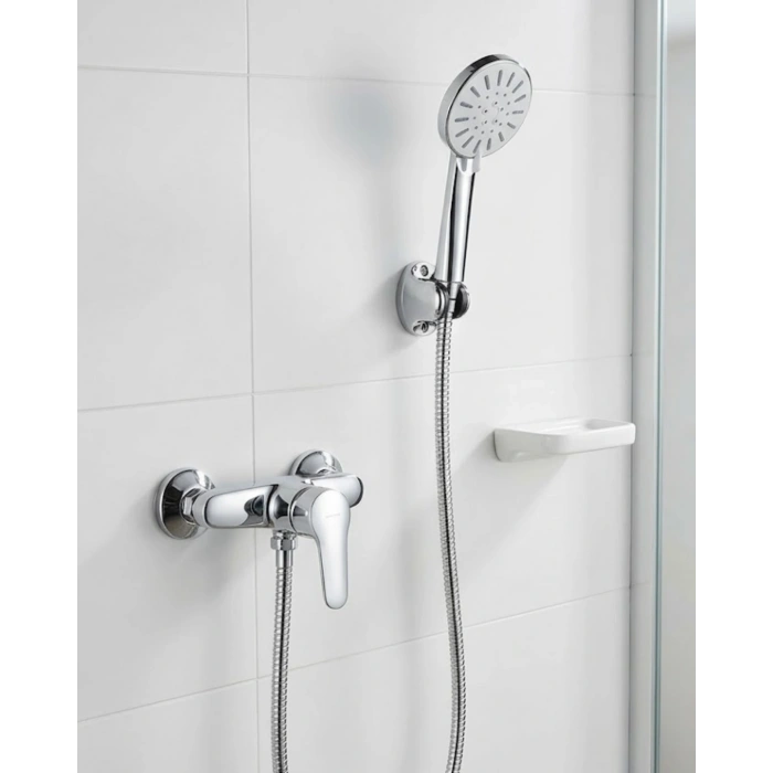 4 Fonksiyonlu Krem El Duşu Seti Spiral Hortum Ve Duş Askısı