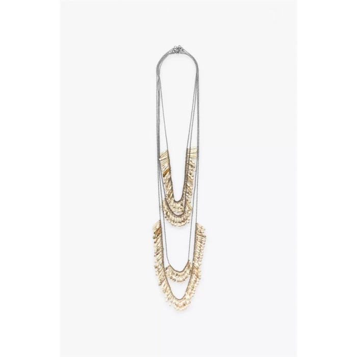 4LÜ METAL PLAKA KOLYE - Altın