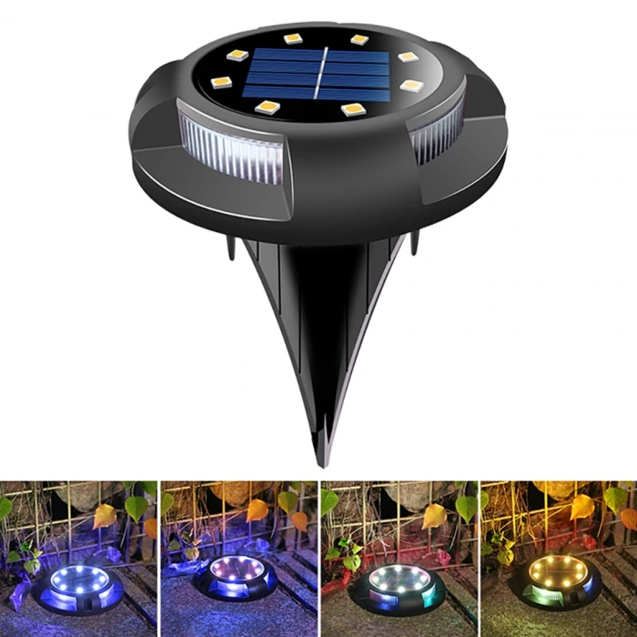 4 lü Solar Panelli Kazıklı Zemin Solar Ledi 8+4 Led RGB