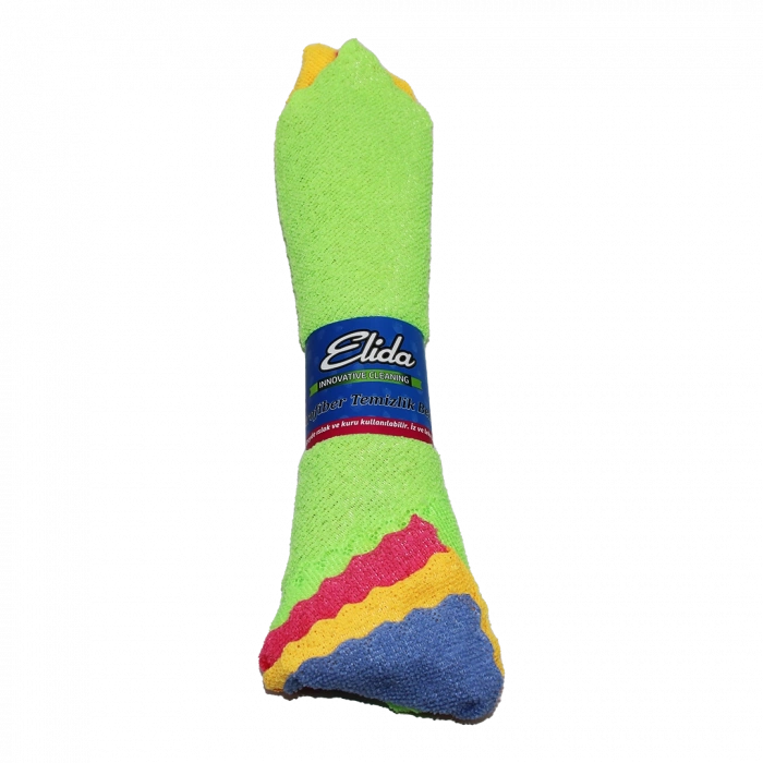 4 PARÇA  DÜRÜM YUVARLAK SARIM MİKROFİBER TEMİZLİK BEZİ (4887)