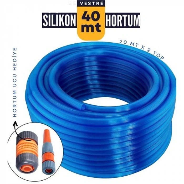 40 Metre Silikonlu Bahçe Hortumu Sulama Aparatı Hediyeli