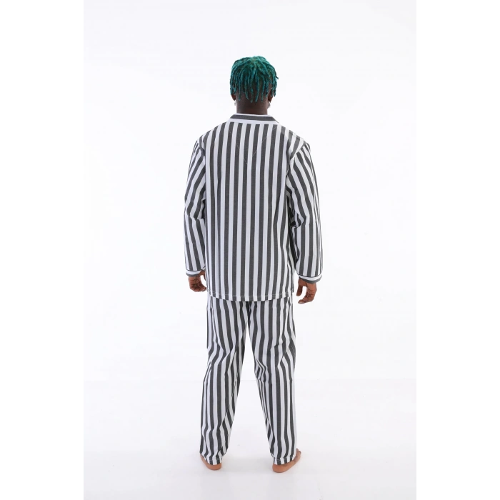 4007 Uzun Kol Çizgili Gaffur Erkek  Pijama Takım