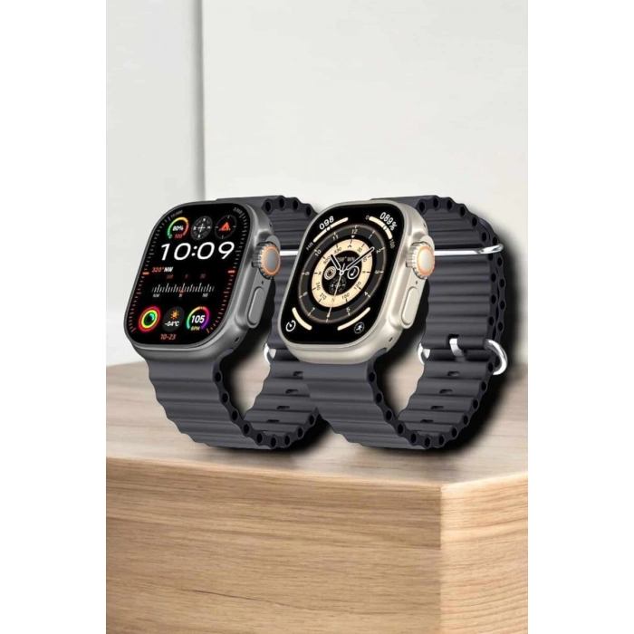 45 Mm Gri Kasa Ultra Akıllı Saat Sesli Görüşme Sağlık Takibi Suya Dayanıklı