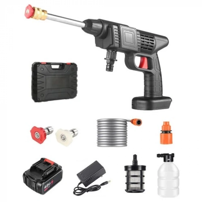 48V Şarjlı Çift Bataryalı Taşınabilir Basınçlı Oto Yıkama Bahçe Sulama Tabancası