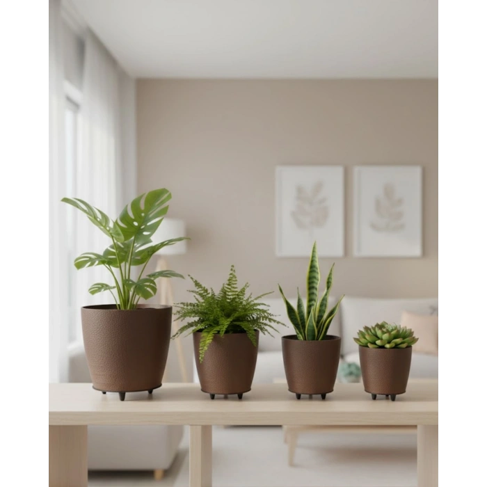 4lü Vazo Kahverengi