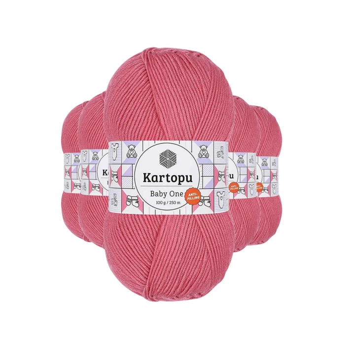5 Adet Baby One Tüylenmeyen El Örgü İpi Yünü Şeker Pembe K244