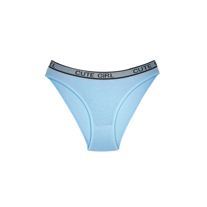 5 Adet Beli Yazılı Pamuklu Kalın Lastik Kadın Slip Külot