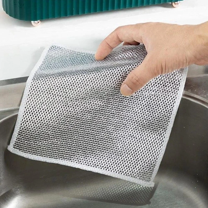 5 Adet Çok Fonksiyonlu Çizmeyen Tel Bulaşık Bezi Bulaşık Havlusu Bulaşık Temizlik Ovma Bezi (4887)