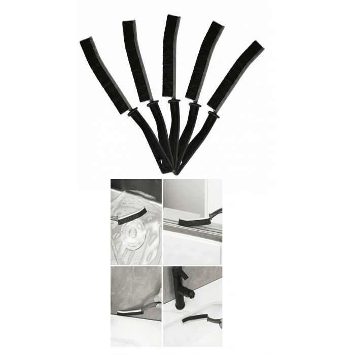 5 Adet İnce Kıl Fırça Banyo Mutfak Pencere Oluk Klozet Kenarı Kavisli Detay Temizleme Fırçası