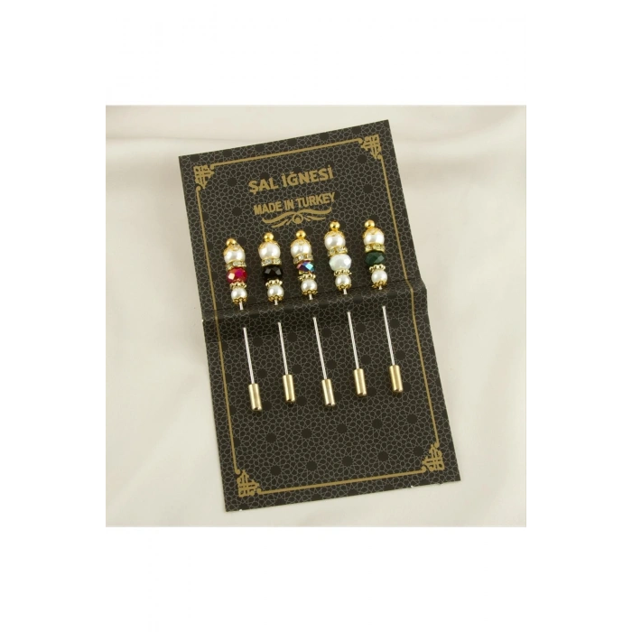 5 Adet İnci Kristal Şal İğnesi