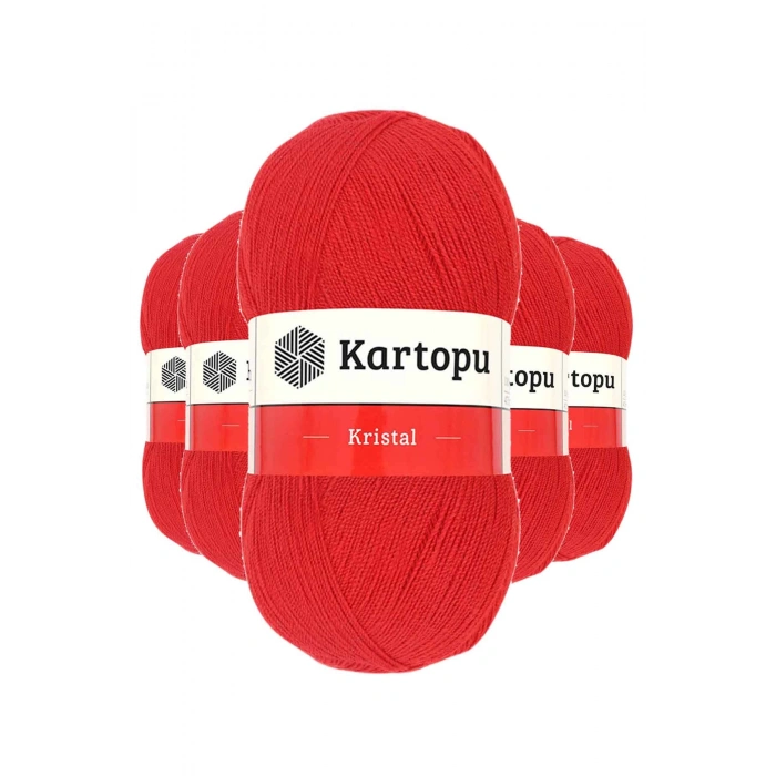 5 Adet Kristal Çift Katlı El Örgü Lif İpi Açık Kırmızı K160