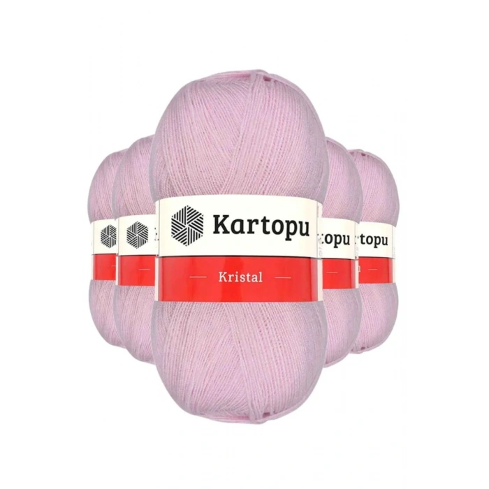 5 Adet Kristal Çift Katlı El Örgü Lif İpi Açık Pembe K699 - kartopu mudanis