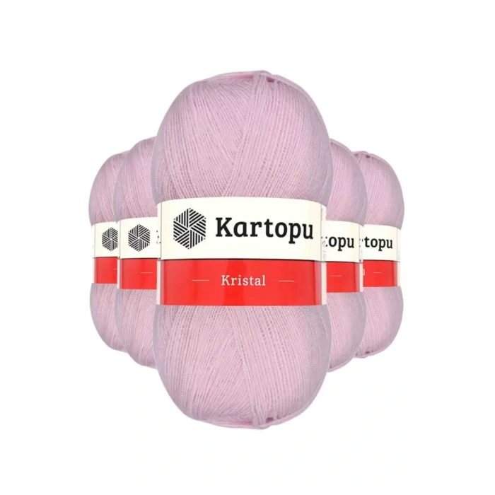 5 Adet Kristal Çift Katlı El Örgü Lif İpi Açık Pembe K699 - kartopu mudanis