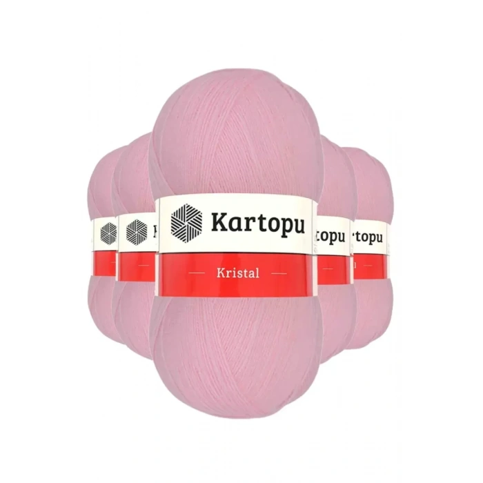 5 Adet Kristal Çift Katlı El Örgü Lif İpi Bebe Pembe K788 - kartopu mudanis