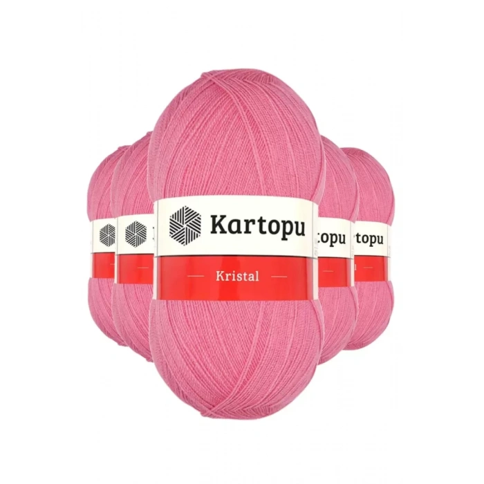 5 Adet Kristal Çift Katlı El Örgü Lif İpi Koyu Pembe K1790 - kartopu mudanis