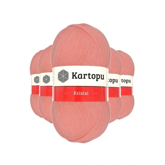 5 Adet Kristal Çift Katlı El Örgü Lif İpi Koyu Somon K1217 - kartopu mudanis