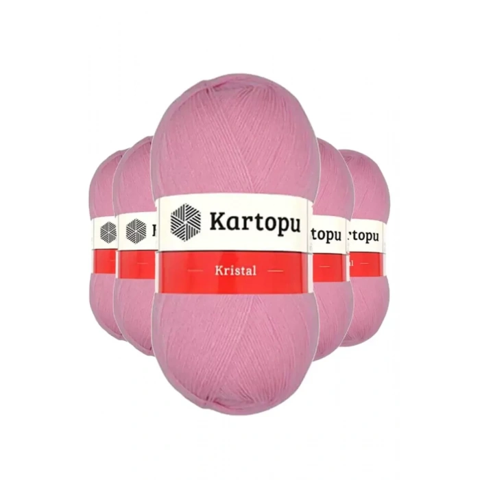 5 Adet Kristal Çift Katlı El Örgü Lif İpi Pembe K774 - kartopu mudanis