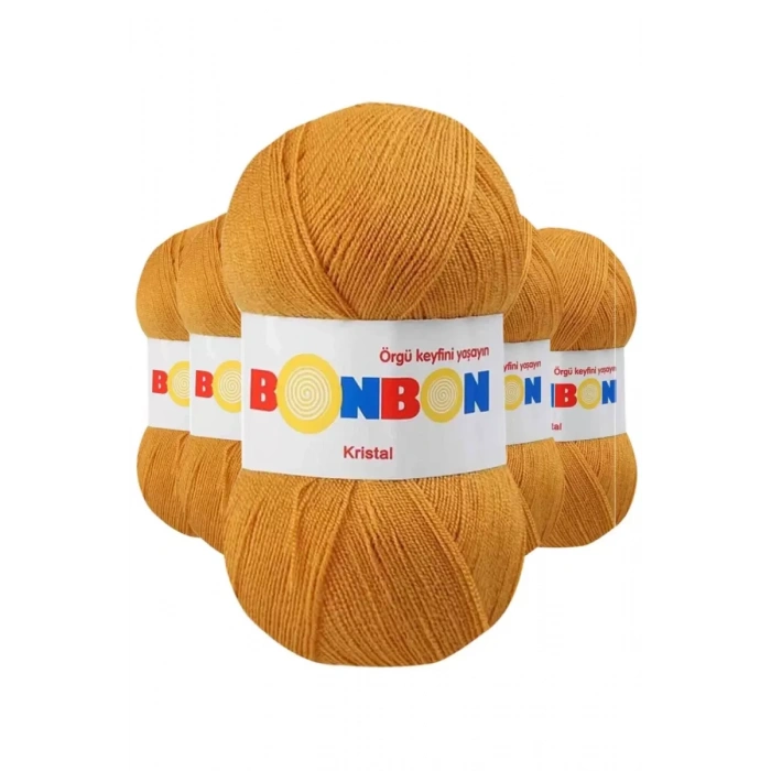 5 Adet Kristal El Örgü Lif İpi Hardal 98415 - bonbon mudanis