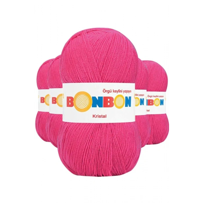 5 Adet Kristal El Örgü Lif İpi Koyu Pembe 98403 - bonbon mudanis
