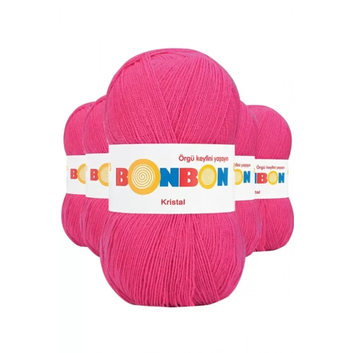 5 Adet Kristal El Örgü Lif İpi Koyu Pembe 98403 - bonbon mudanis