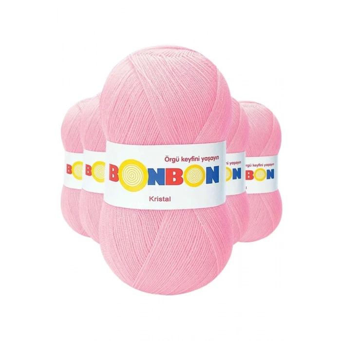 5 Adet Kristal El Örgü Lif İpi Şeker Pembe 98588 - bonbon mudanis