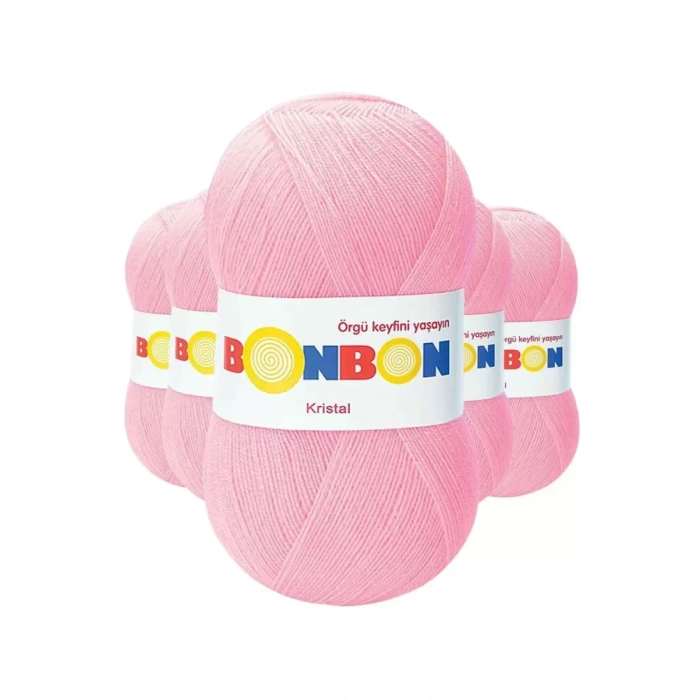 5 Adet Kristal El Örgü Lif İpi Şeker Pembe 98588 - bonbon mudanis