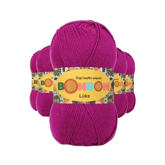 5 Adet Lüks Patik İpi Yünü Fuşya 98403 - bonbon mudanis