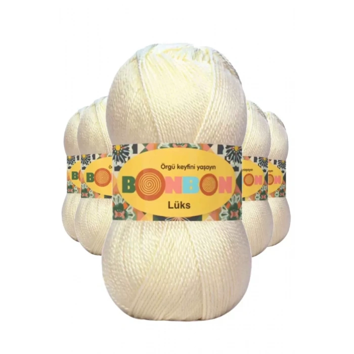 5 Adet Lüks Patik İpi Yünü Krem 98272 - bonbon mudanis