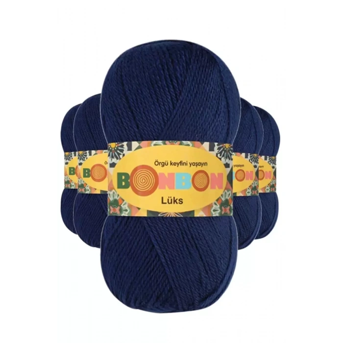 5 Adet Lüks Patik İpi Yünü Lacivert 98244 - bonbon mudanis