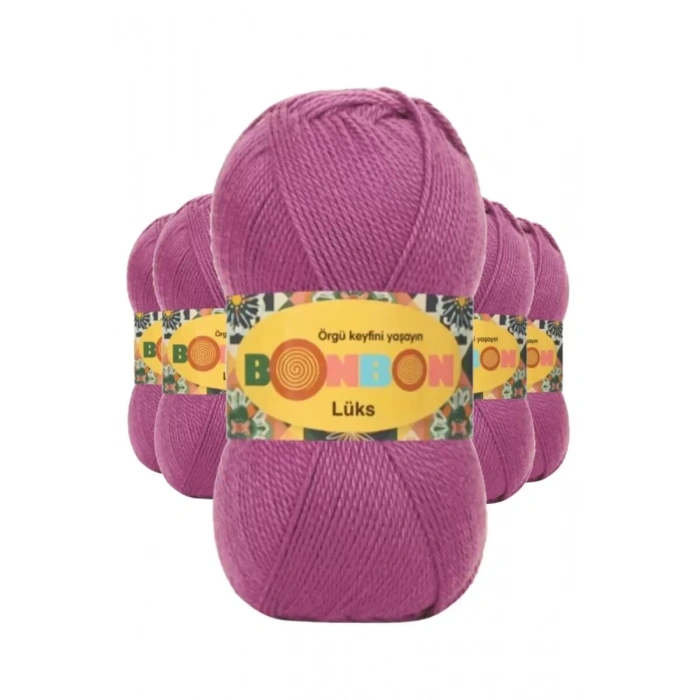 5 Adet Lüks Patik İpi Yünü Mor 98402 - bonbon mudanis