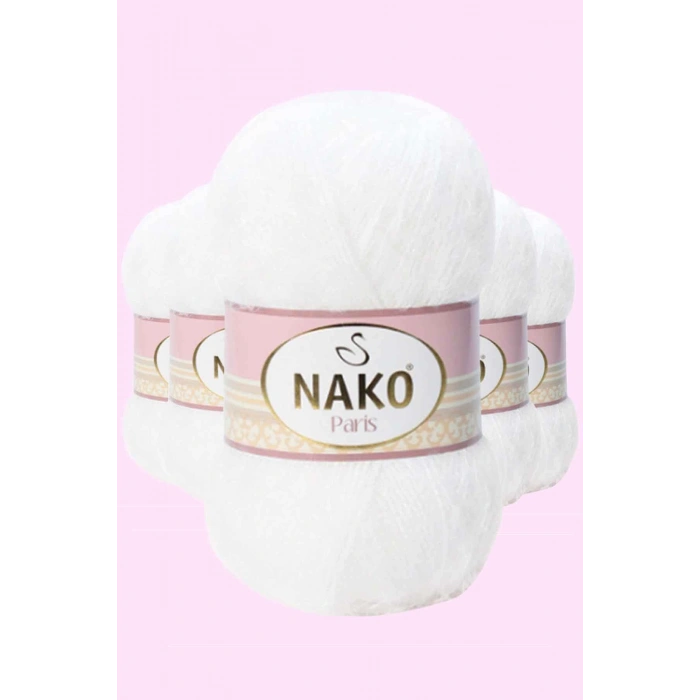 5 Adet Paris El Örgü ipi Yünü Beyaz 208