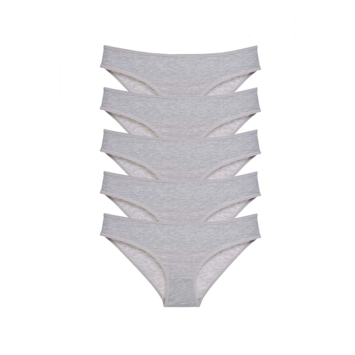 5 adet Süper Eko Set Likralı Kadın Slip Külot Gri