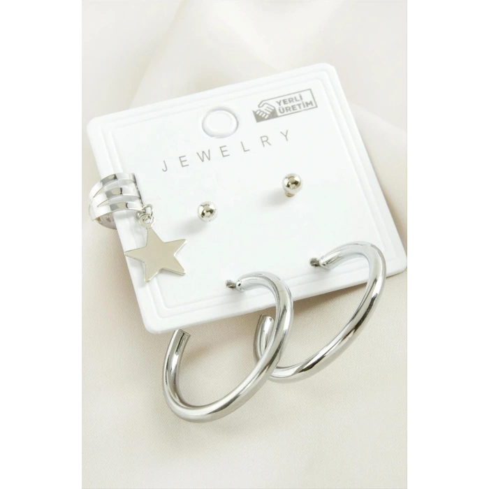 5 Adet Yıldız Boru Halka Küpe 2,5 cm