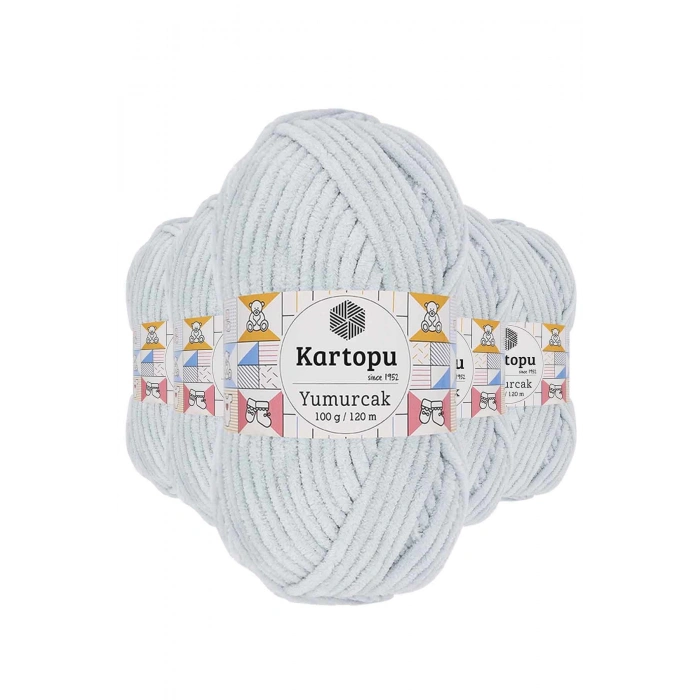 5 Adet Yumurcak Kadife El Örgü İpi Açık Gri K919