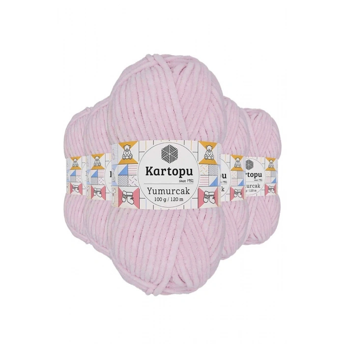 5 Adet Yumurcak Kadife El Örgü İpi Toz Pembe K1562 mudanis