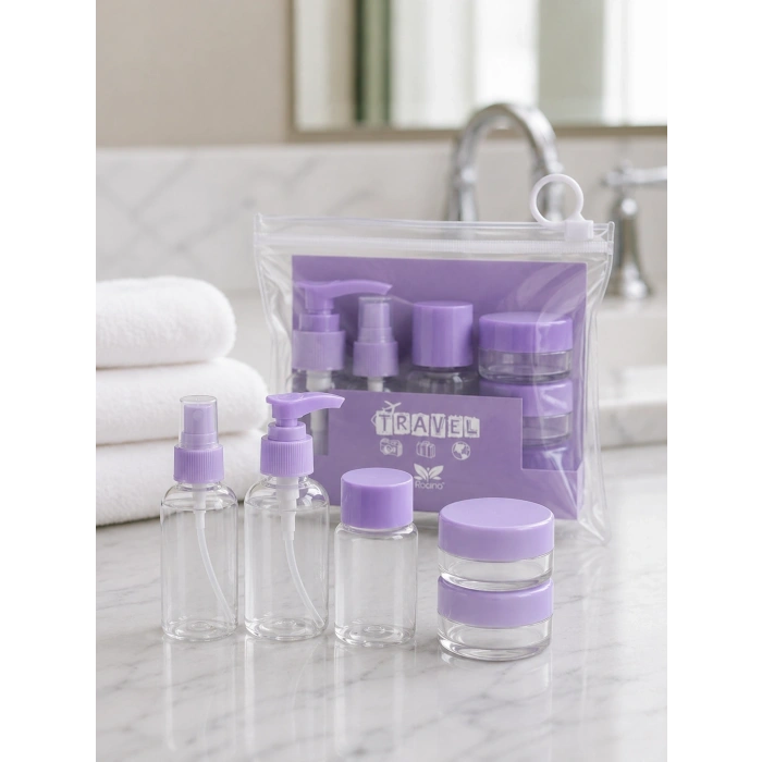 5 Parça Bakım Ürünü Taşıma Seti Şeffaf Seyahat Şişeleri
