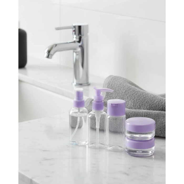 5 Parça Seyahat Banyo Seti 30 Ml Şeffaf Taşınabilir Şişe Seti