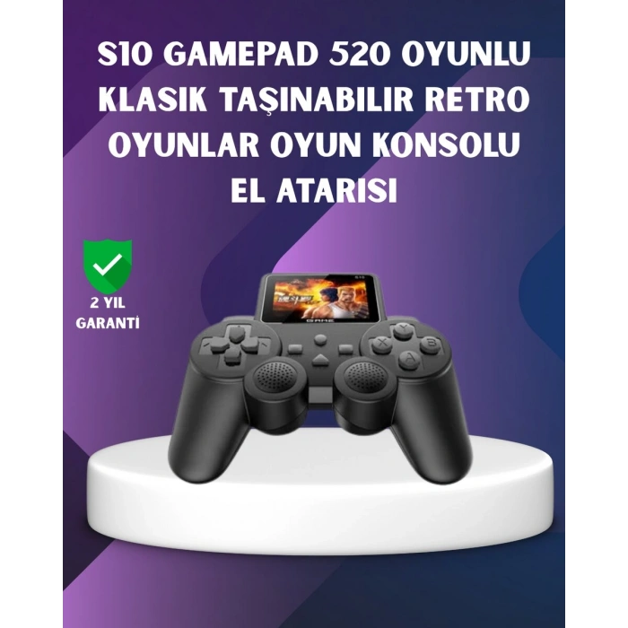 500 Dahili Oyunlu Taşınabilir Retro El Konsolu-2.4 İnç Renkli Ekranlı