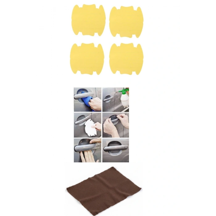 5li Set Araba Kapı Kolu Koruyucu Çizilme Önleyici Şeffaf Sticker Film Koruma Seti
