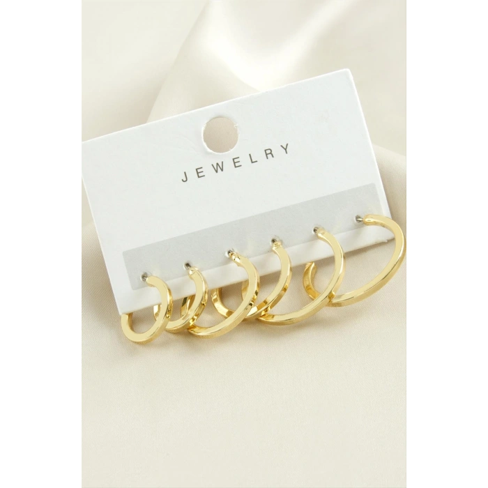 6 Adet Ezme Trend Halka Küpe 1,5-2-2,5 cm